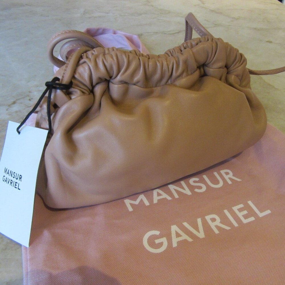 Mansur Gavriel Mini Cloud Clutch or Crossbody Bag "Trucco" Nude Tan Beige NWT